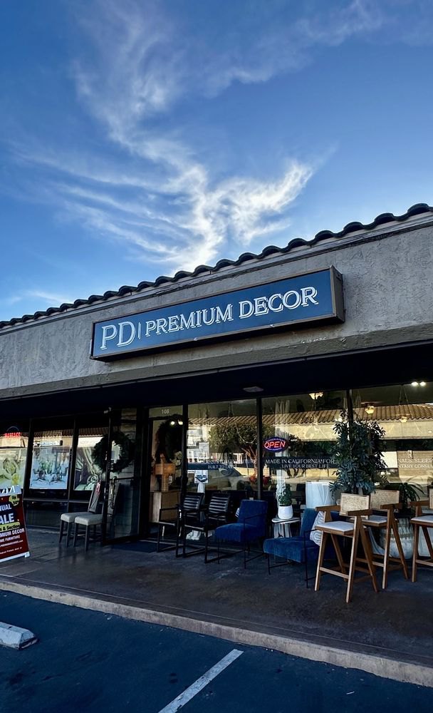 Premium Decor SD showroom exterior in Pacific Beach, San Diego — founded by Luis Mayser